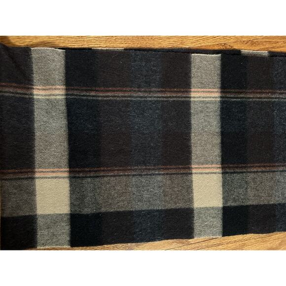 CLUB ROOM Men's Plaid 100% Cashmere Scarf Brown Beige Black Fringe 65x12” - Picture 1 of 13